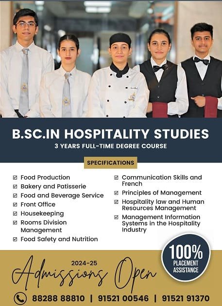 Admissions Open for B.Sc. in Hospitality Studies (A.Y.2024-25)